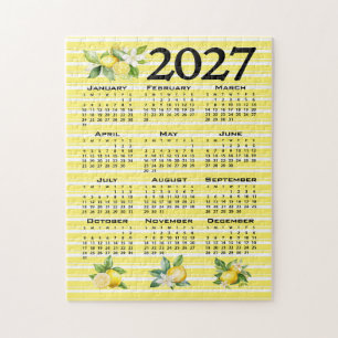 2027 Kalender im italienischen Stil Zitronen gelbe