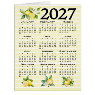 2027 Kalender im italienischen Stil Zitronen gelbe