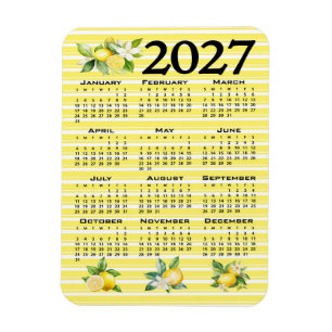 2027 Kalender im italienischen Stil Zitronen gelbe Magnet