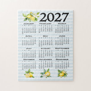2027 Kalender italienischer Stil Zitronen blaue St