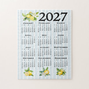 2027 Kalender italienischer Stil Zitronen blaue St