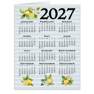 2027 Kalender italienischer Stil Zitronen blaue St