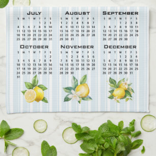 2027 Kalender italienischer Stil Zitronen blaue St Geschirrtuch