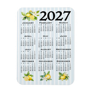 2027 Kalender italienischer Stil Zitronen blaue St Magnet