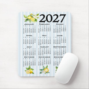 2027 Kalender italienischer Stil Zitronen blaue St Mousepad