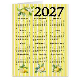 2027 Kalender italienischer Stil Zitronen gelbe St