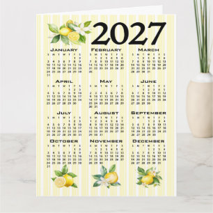 2027 Kalender italienischer Stil Zitronen gelbe St Karte