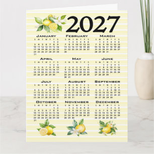 2027 Kalender italienischer Stil Zitronen gelbe St Karte