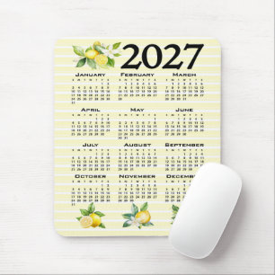 2027 Kalender italienischer Stil Zitronen gelbe St Mousepad