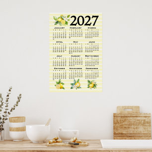 2027 Kalender italienischer Stil Zitronen gelbe St Poster