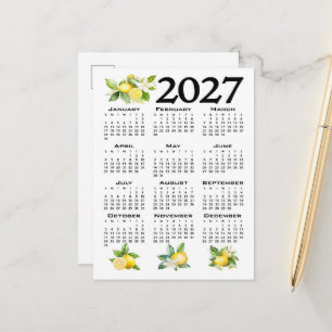 2027 Kalender italienischer Stil Zitronen Weiß Postkarte