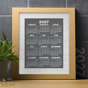 2027 Kalender - Jahresansicht vertikal - Grau Fotodruck