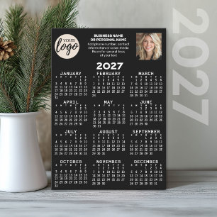 2027 Kalender - Logo, Foto, Geschäft - schwarz Feiertagskarte