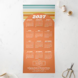 2027 Kalender - Logo Foto - Moderne Boho Architekt Dreifach Gefaltete Urlaubskarte