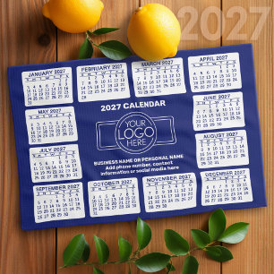 2027 Kalender - Logo, Geschäftskontakt - blau Geschirrtuch