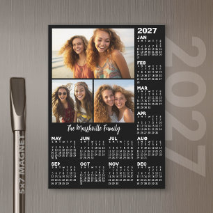 2027 Kalender mit 3 Fotos - Jahresmagnet 5x7 Magnetkarte