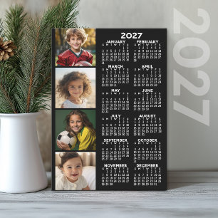 2027 Kalender mit 4-Foto-Collage auf Karte