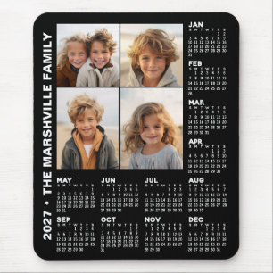 2027 Kalender mit 4 Fotos - Schwarz Mousepad
