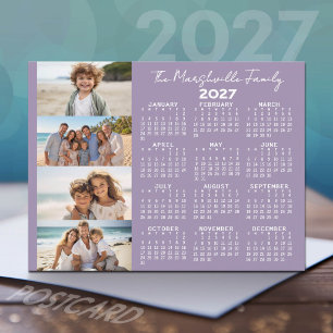 2027 Kalender mit 4 Fotos und Skripttext Feiertagspostkarte