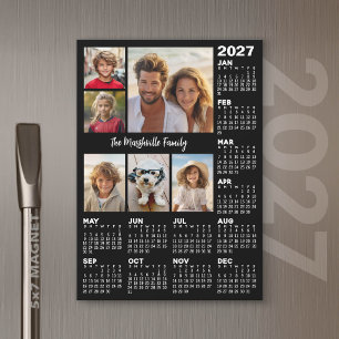 2027 Kalender mit 6 Fotos - Magnetkarte für das Ja