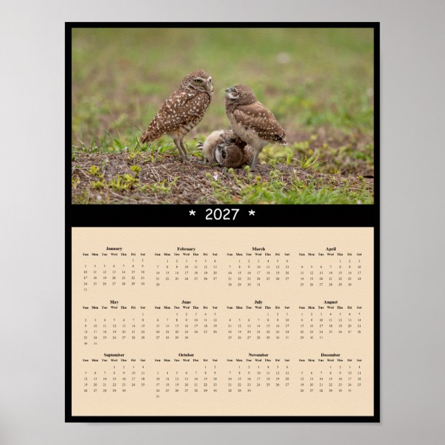 2027 Kalender mit Erdbohr-Eule - Furchtloser Geist Poster (Vorne)