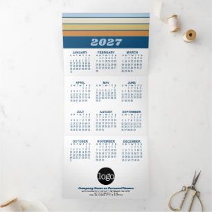 2027 Kalender mit Firmenlogo zum Aufhängen Dreifach Gefaltete Urlaubskarte