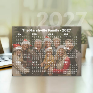 2027 Kalender mit Hintergrundfoto Feiertagskarte