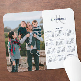 2027 Kalender mit individuellem Foto-Monogramm-Nam Mousepad