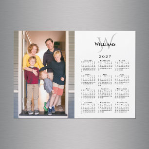 2027 Kalender mit individuellem Foto, Monogramm un Magnetkarte
