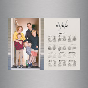 2027 Kalender mit individuellem Foto und Monogramm Magnetkarte