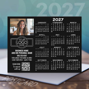 2027 Kalender mit Logo, QR-Code, Foto SCHWARZ Postkarte