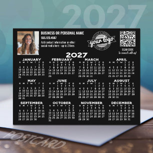 2027 Kalender mit Logo, QR-Code, Foto SCHWARZ Postkarte
