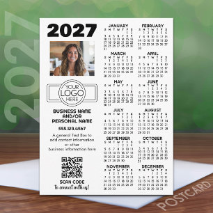 2027 Kalender mit Logo, QR-Code, Foto und mehr Postkarte