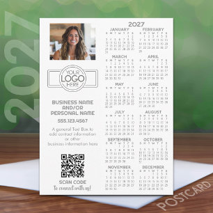 2027 Kalender mit Logo, QR-Code, Foto und mehr Postkarte
