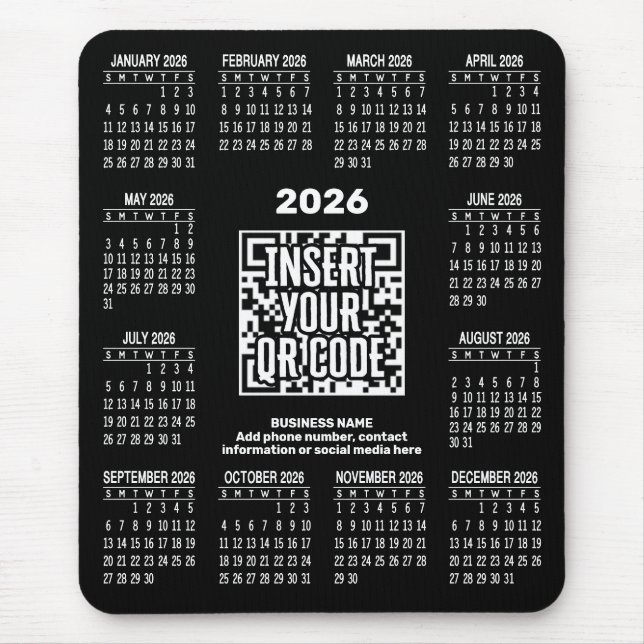 2027 Kalender mit QR-Code-Kontaktinformationen Sch Mousepad (Vorne)