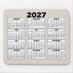 2027 Kalender mit Strand Sand Hintergrund Mousepad