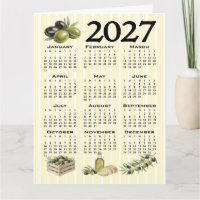 2027 Kalender, Mittelmeer-Oliven gelbe Streifen