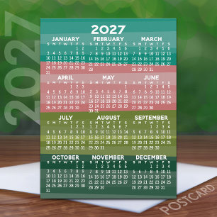 2027 Kalender - modernes abstraktes Streifenmuster Postkarte