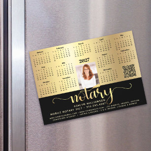 2027 Kalender Notar Schwarz Gold QR-Code Magnet