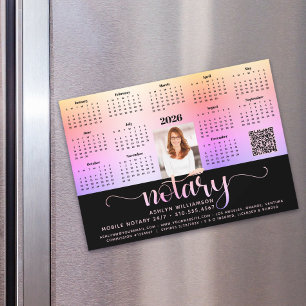 2027 Kalender Notar Schwarz Pink QR-Code Magnet