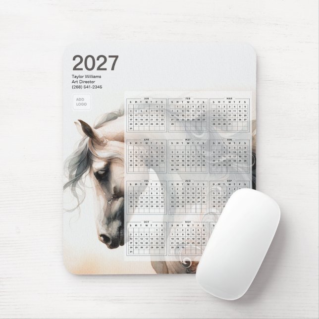 2027 Kalender Reitsport Pferd Geschäft Logo Mousepad (Mit Mouse)