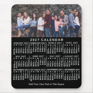 2027 Kalender Schwarz Personalisiert Foto Name Fet Mousepad
