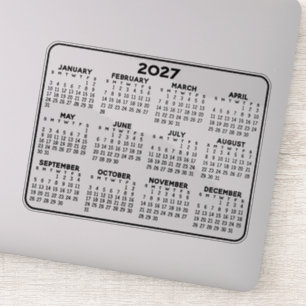 2027 Kalender - schwarz-weiß Mini-Kalender Aufkleber