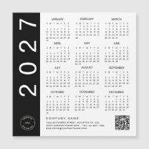 2027 Kalender Schwarzer Text QR-Code Firmenlogo