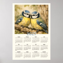 2027 Kalender - Süße Blaue Vögel Illustration