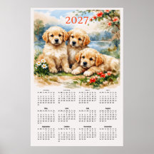 2027 Kalender - Süße Golden Retriever Welpen
