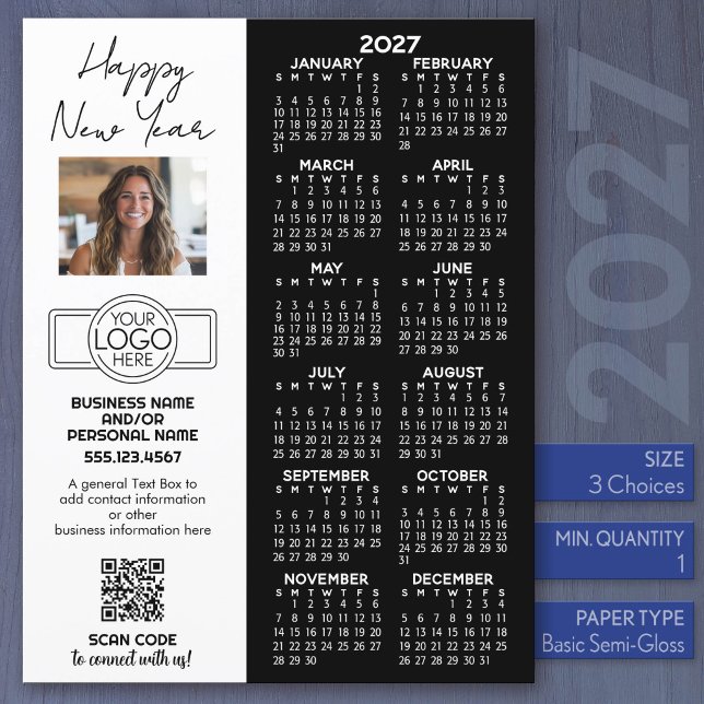 2027 Kalender Vollblatt - Logo, QR-Code, Foto (2027 Calendar - Business Promotion)