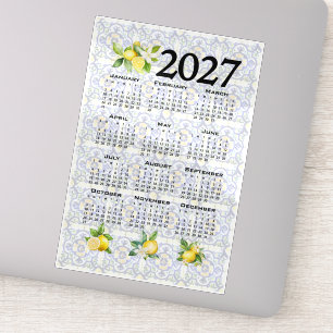 2027 Kalender Zitronen Italienische Mediterrane Fl Aufkleber
