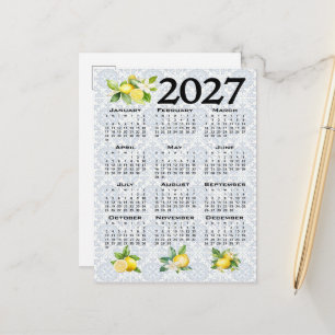 2027 Kalender Zitronen Italienische Mediterrane Fl Postkarte
