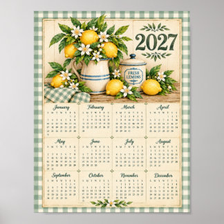 2027 Kalenderposter (Gingham und Zitronen) Poster